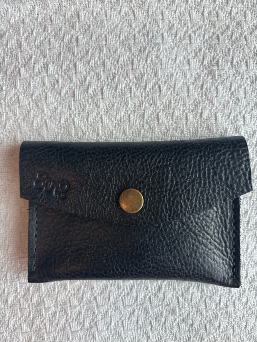 852LeatherShop Black Pebbled Full Grain Leather Business Card Case